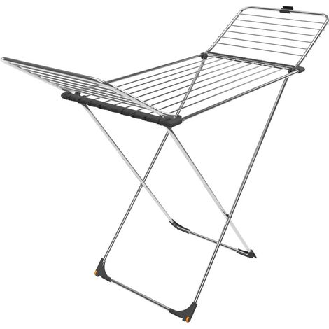 Vileda Max Wäscheständer A-Form aus Edelstahl und Aluminium, zusammenklappbar mit Rädern, 20 m
