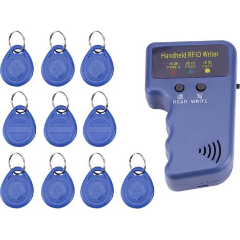 Lettore/scrittore/copiatore/duplicatore di schede RFID portatile da 125 KHz + 6 schede chiave T5577 scrivibili, per ID/etichette EM4100/EM410X da 125 KHz