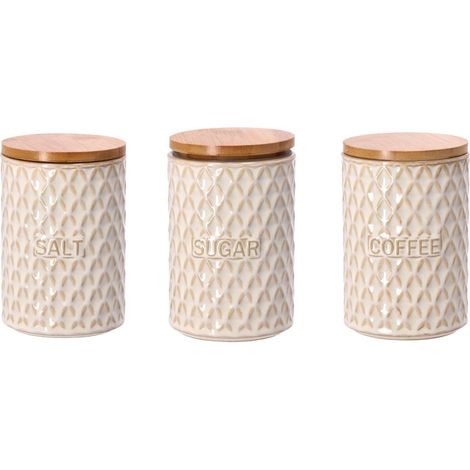 1 Pezzo Barattolo da Cucina in Ceramica Tappo in Legno 15 x 10 cm 3 Decori
