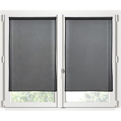Paire de Rideaux Voile 70 x 200 cm Brise bise noir