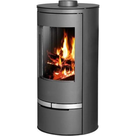 V05 – Poêle à bois 7 kW – Classe énergétique A – Design courbé – Sortie des fumées Ø150 mm – Rendement 79,96 % – Consommation 2,2 kg/h (1/2)
