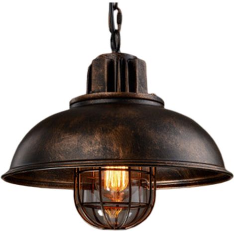 Industrielle Pendelleuchte, Ø33 cm, Industrieller Kronleuchter, Deckenleuchte, Metalllampenschirm, Dekorative Beleuchtung E27 für Wohnzimmer, Küche, Bar, Loft - BLOW Rost Kupfer (1/4)