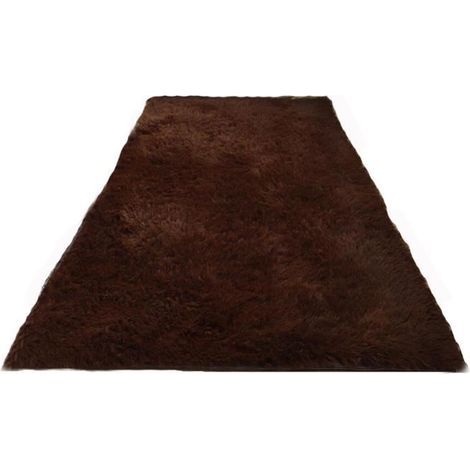 Tapis Salon Shaggy - Marron - Rectangulaire - Synthétique - 100160 cm (1/4)