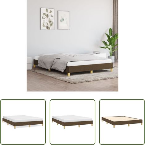 Sommeil - Cadre de lit sans matelas marron foncé 160x200 cm tissu (1/5)