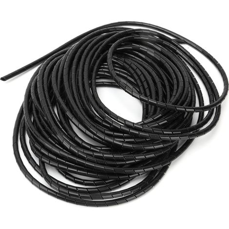 Enrouleur de câble spiralé flexible noir pour salle informatique, Φ14-4,5 m (1/5)