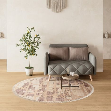 Tapis en jute Tapis Alistair - 200x200cm, Round - 100% Jute - Tissé main - Marron