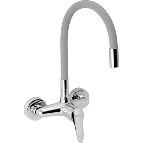 Novaservis Titania Iris New - Miscelatore da lavello con braccio di erogazione flessibile, grigio argento/cromo 94480,0S