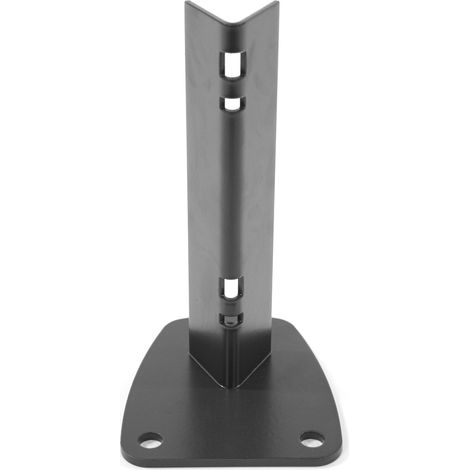 Platine pour poteau à encoches gris – Acier thermolaqué – Dimensions 11 x 13 cm – Fixation sur muret ou dalle en béton – Filiac