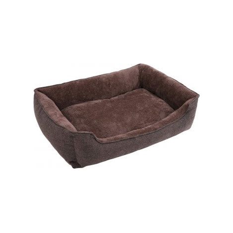 Lit pour chien 110 x 75 x 27 cm panier pour chien revêtement en tissu style ours en peluche déhoussable et lavable en machine marron