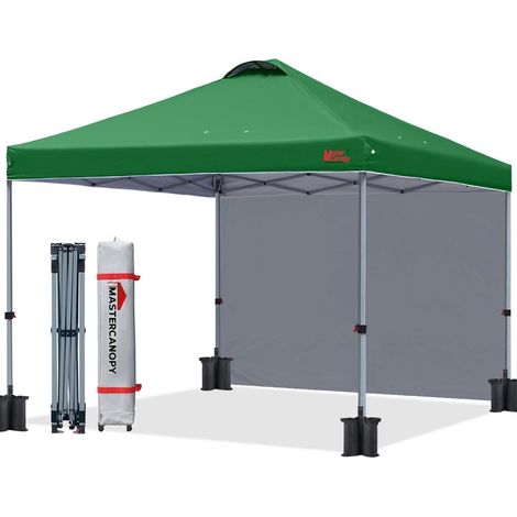 Faltpavillon Pop Up Entlüftung Seitenwand Garten 3x3M Dunkelgrün (1/5)