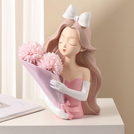 Vase Figurine - Statue Femme En Résine - Décor Intérieur Pour Fleurs Fraîches ou Artificielles - Usage Domestique - 1 Pièce