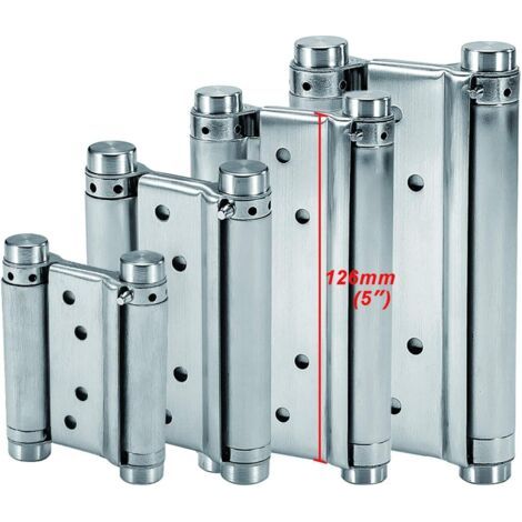 QORVA-Charnières à ressort en acier inox 126mm – Double action pour portes battantes – Charge max 25kg – Lot de 2 – Installation facile (1/5)