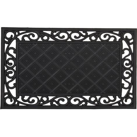 Zerbino antiscivolo rettangolare interno esterno 75 x 45 cm facile da pulire decorativo in gomma nera 130003297