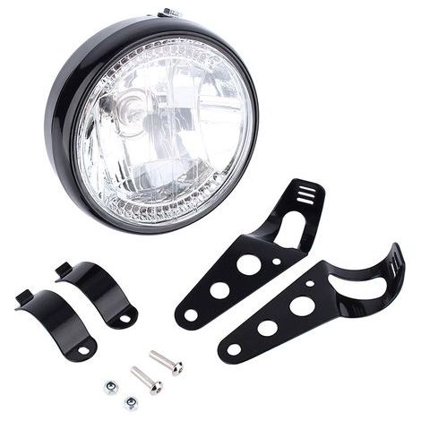 Ampoule Phares Avant de Moto, Feu Avant 7 Pouces Lampe Feux de Signification Rond Ampoule de Projecteur 12v Universel avec Support de Montage (1/4)