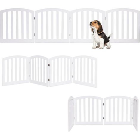 GOPLUS Barriere de Securite pour Animaux Domestiques avec 2/3/4 Panneaux en Haut Arque, Tenir Librement, Barriere Modulable Pliable, 61,5 x 61 x 1,5 CM par Piece (4 pieces, Blanc) (1/5)