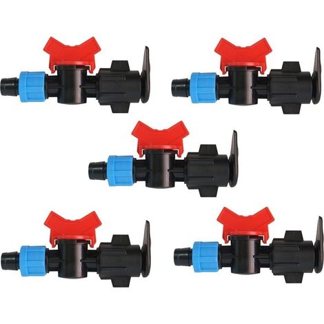 Válvula de paso Layflat a cinta de riego por goteo 16mm. Pack de 5 unidades.  Válvula de derivación con junta utilizada para conectar directamente la cinta de goteo 16 mm a la tubería principal (1/5)