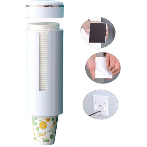Portabicchieri monouso, distributore di bicchieri monouso da parete - Distributore di bicchieri di carta o plastica, facile installazione tramite magneti (M)