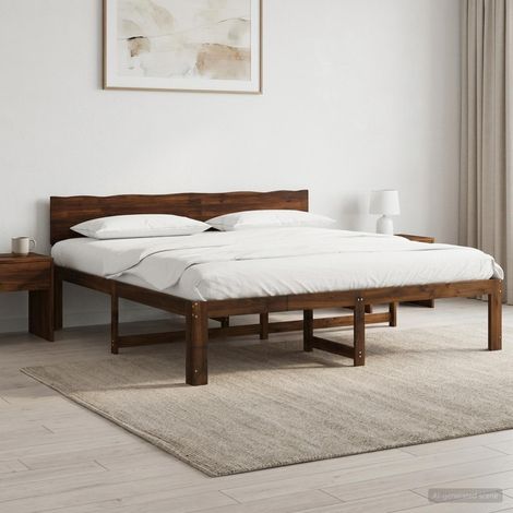 Cama doble con cabecero ROSTOCK Marrón Oscuro 180 x 200 cm (1/5)