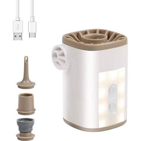 Pompe à air électrique portable sans fil avec lumière 3600 mAh rechargeable par USB Mini pompe à air dégonfleur à remplissage rapide avec 4 buses pour gonflables matelas de couchage anneau de natation (1/5)