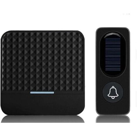 Solaire Kabel-Türklingel, wasserdicht nach IP65, Reichweite 300 m, Außentürklingel mit Ladefunktion, EU-Stecker