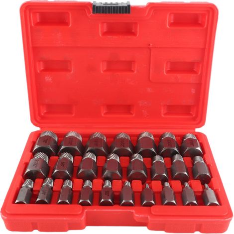 Juego de 25 piezas para desatornillar tornillos dañados, acero al cromo-molibdeno, destornillador hexagonal para extracción (1/4)