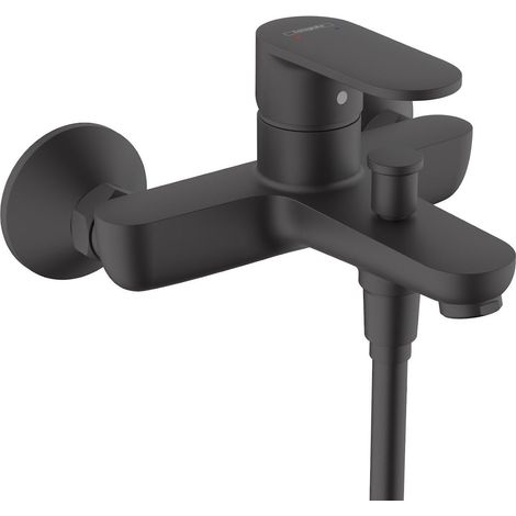 Hansgrohe Vernis Blend Bathroom Wall Mounted Bath Mixer Tap Black Modern Curved (1/5)