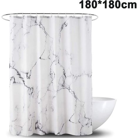 Rideau de douche en Tissu Rideau de douche Imperméable à l'eau avec un Ourlet lavable Textile Rideau de douche dans la Taille de 180 cm x 180 cm Polyester en Marbre (1/5)