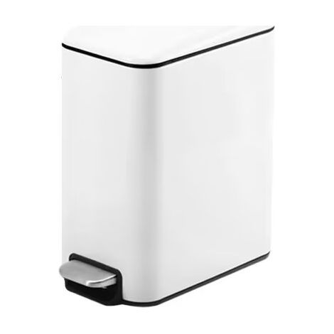 Rectangulaire Poubelle de Salle de Bain à pédale - Blanc, 5L Capacité, Intérieur Amovible, Fermeture douce, Sans BPA, Mesure: 23 x 14 x 29cm (1/3)