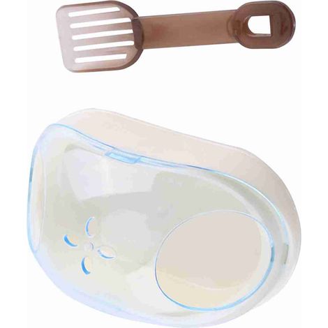Transparente Hamsterstreu aus Kunststoff, Eichhörnchen-Toilettenschale mit Schaufel (blau) (1/5)