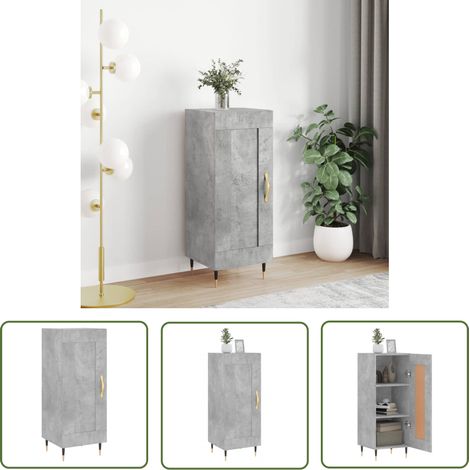 Furniture Limited - Buffet Gris béton 34,5x34x90 cm Bois d'ingéni (1/5)