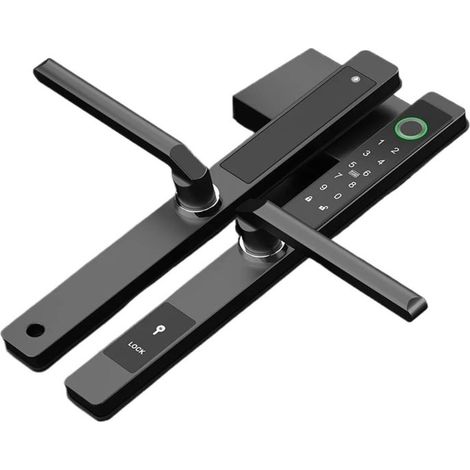 Serrure Connectée Empreinte Digitale – Aluminium, 5 Modes Déverrouillage – Bluetooth TTLock – Noire – Pour Porte Vitrée (1/5)