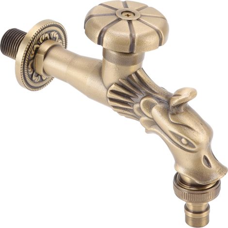Robinet ancien G1/2 en laiton gravé, style bronze vintage, en forme de cheval, pour lavabo suspendu de salle de bain, filetage interne. (1/5)