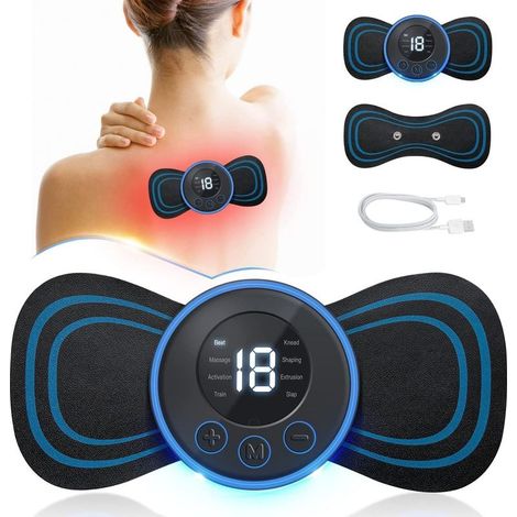 Mini masseur papillon TENS pour le corps entier, sans fil, avec 8 modes et 1 kit, soulageant la douleur.-AquaForge
