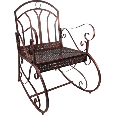 Fauteuil à bascule de jardin, style vintage, 61 cm x 79 cm x 90 cm, marron et noir, adapté à une utilisation en extérieur, alliant ergonomie et durabilité pour profiter pleinement de vos moments de...