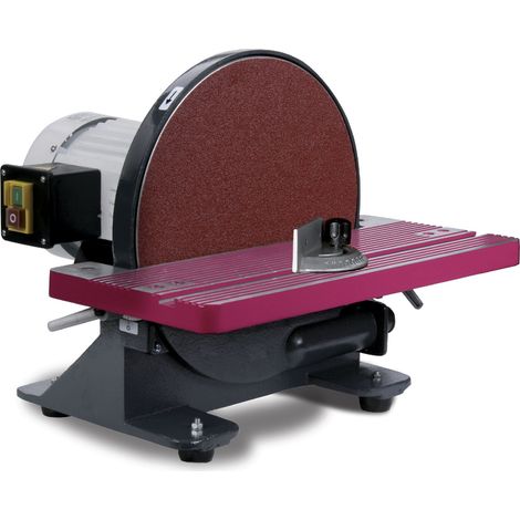 Optimum – Ponceuse stationnaire pour métal et bois – Moteur 0,9 kW – Disque 300 mm – Table inclinable - Butée pivotante