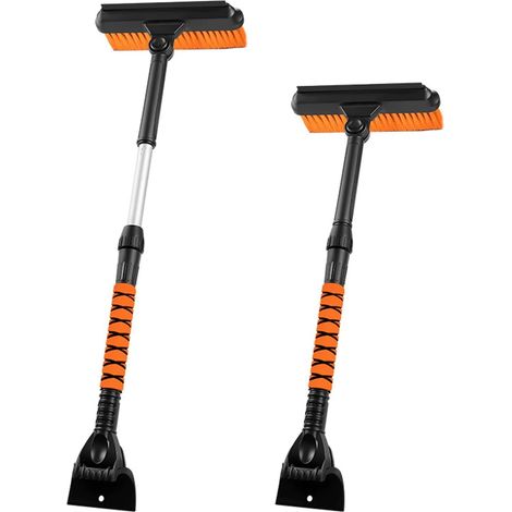 Pelle à neige pour voiture, grattoir à neige multifonction pour dégivrage et déneigement, pelle à neige amovible pour le déneigement, grattoir à glace (orange)
