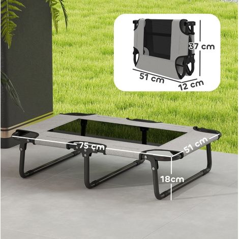 Cama elevada plegable para perro 75 x 51 x 18 cm, Oxford y malla Textilene gris claro DESVIAE (1/3)
