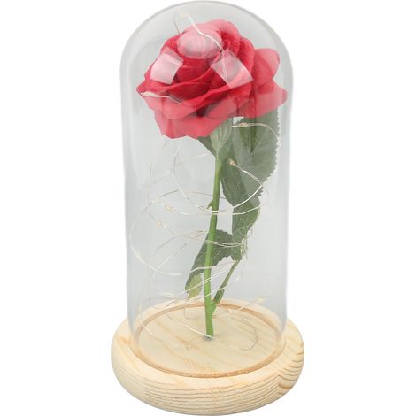 Rose Éternelle sous Cloche Lumineuse - Cadeau Saint-Valentin Romantique et Unique (1/5)