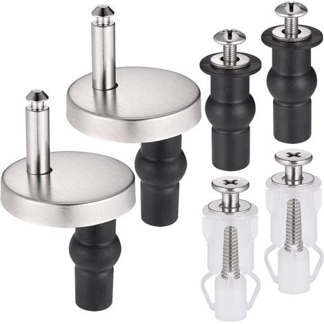 Fixation Abattant WC - Acier Inoxydable - Dégagement Rapide - Pour Cuvette Toilette Standard UK - 2 Pièces (1/5)
