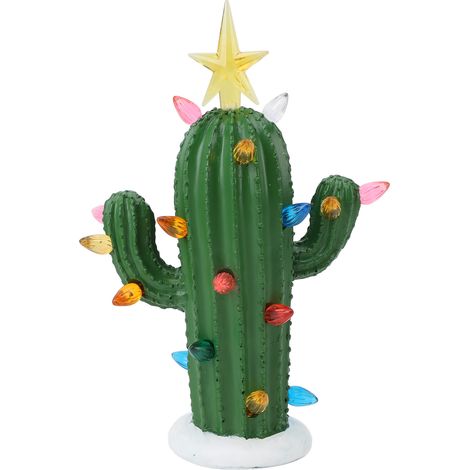 Lampe de table décorative cactus en résine lumineuse, verte, idéale pour la maison, le chevet ou le bureau. (1/5)