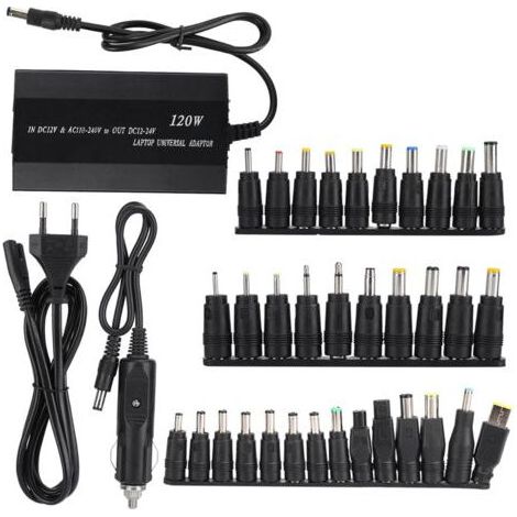 Adaptateur Secteur Universel 90W pour Ordinateur Portable avec 34 Embouts DC, Chargeur Multifonction Maison et Voiture (110-240V, Prise EU) (1/5)