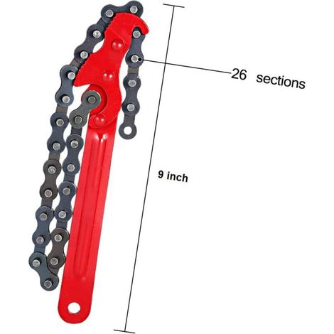 Chiave per filtro olio da 8" con catena universale regolabile per riparazione auto (1/4)