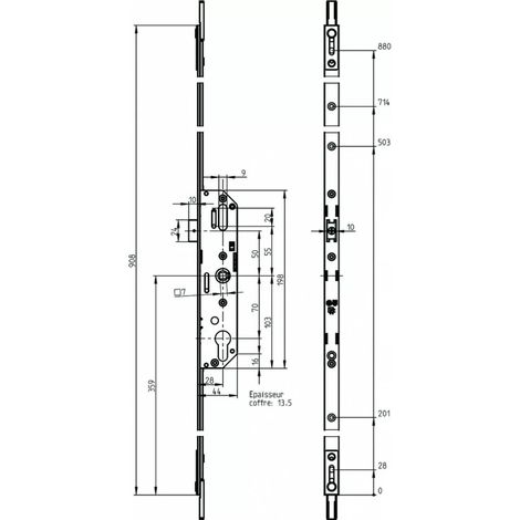 Ferco – Verrou à deux entrées pour fenêtres oscillo-battantes – Finition FerGUard – Résistance à la corrosion – Galets de verrouillage sécurisés
