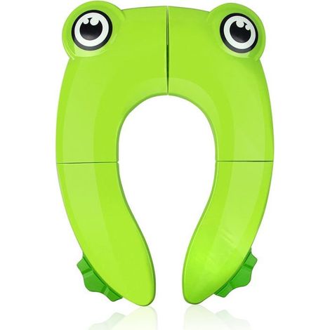Réducteur WC Bébé Pliable - 1 Unité - Polypropylène - Design Grenouille - Voyage et Maison - Vert (1/5)