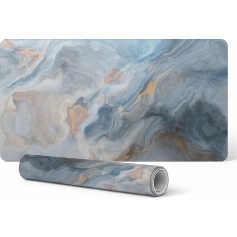 Alfombrilla protectora antideslizante para escritorio con estampado de ondas abstractas, 90x45 cm.