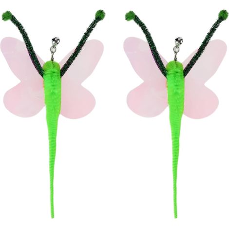 2 Pièces Jeux Chat Rechange avec Cloches, Pendentif Rechange pour Baguette Chat, Interactifs de Rechange pour Canne à Pêche Chats Vert (1/5)