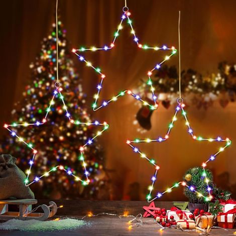 Guirlande Rideau Lumineuse,3 PCS Étoiles Rideau Lumineux LED Guirlande Lumineuse Fenêtre 8 Mode LED Rideau Lumineux Noël Décoration Lumineuse Intérieure et Extérieure (Blanc chaud) (1/5)