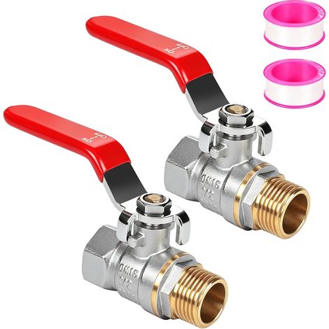 2 × Robinet à boisseau sphérique 1/2",Robinet d'arrêt en laiton PN25 DN15 (1/5)