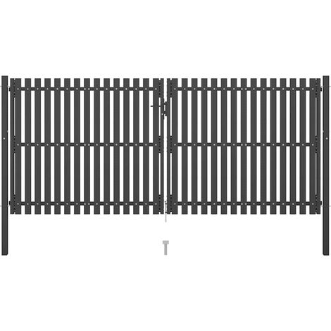 Garden Fence Gate Steel 400x150 cm Anthracite vidaXL