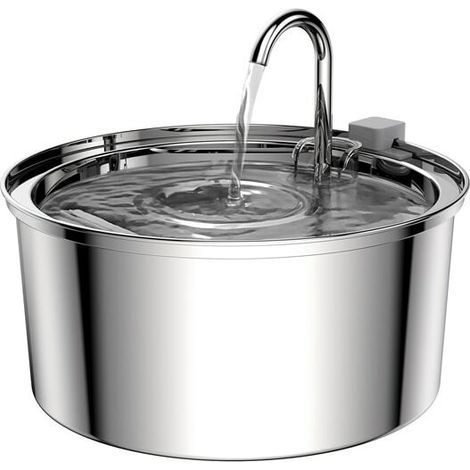 Distributeur d'eau automatique pour chiens et chats, 23x13cm, acier inoxydable, argent